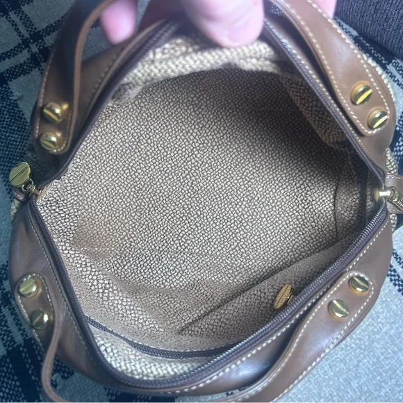 Italian Borbonese Redwall Brown Suede Top Handle Mini Satchel Bag - Excellent - Picture 10 of 15